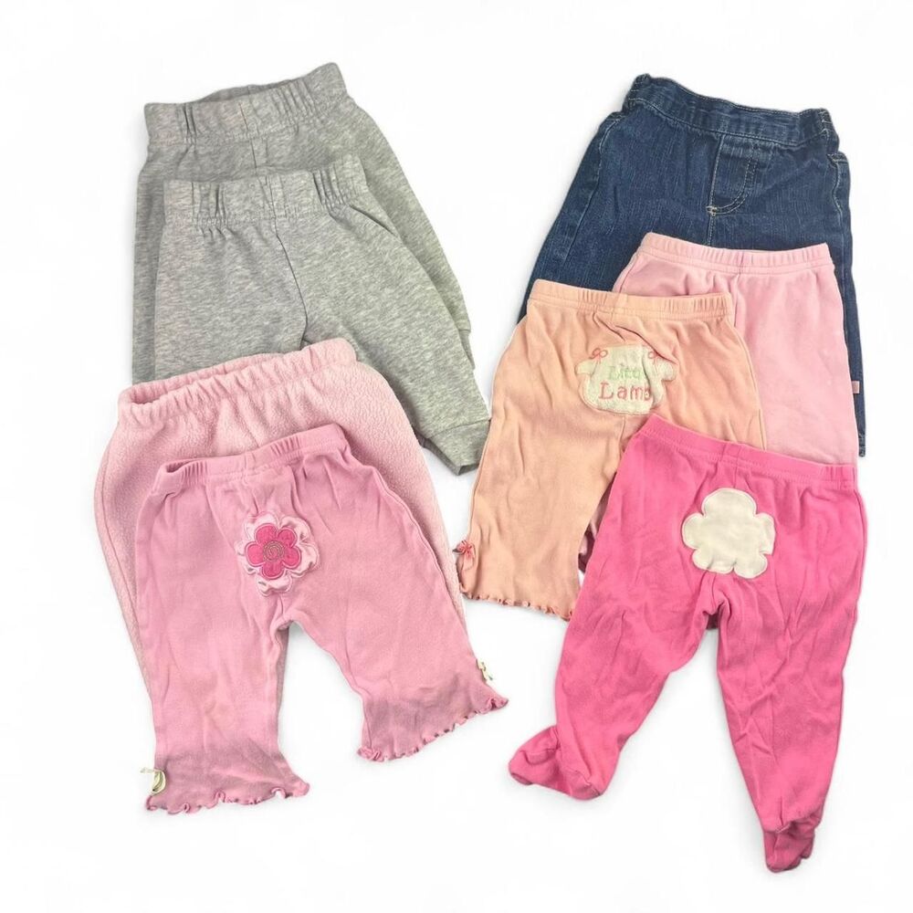 8 baby girl's pants bundle size 0-3 months.